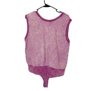 NWT Le‎ Lis Woman's Sz L Purple Sleeveless Tie Dye Open Back Bodysuit